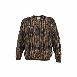 Coogi 3D Knit Sweater Multicolor Size XL Vintage‎ 80s Hip Hop Colorful